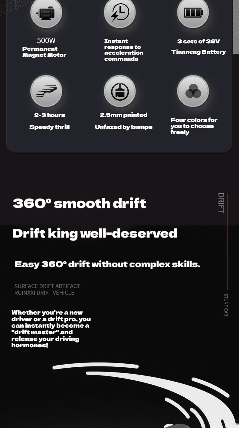 Electric High-Power Drift Stunt Go-Kart for Kids & Adults