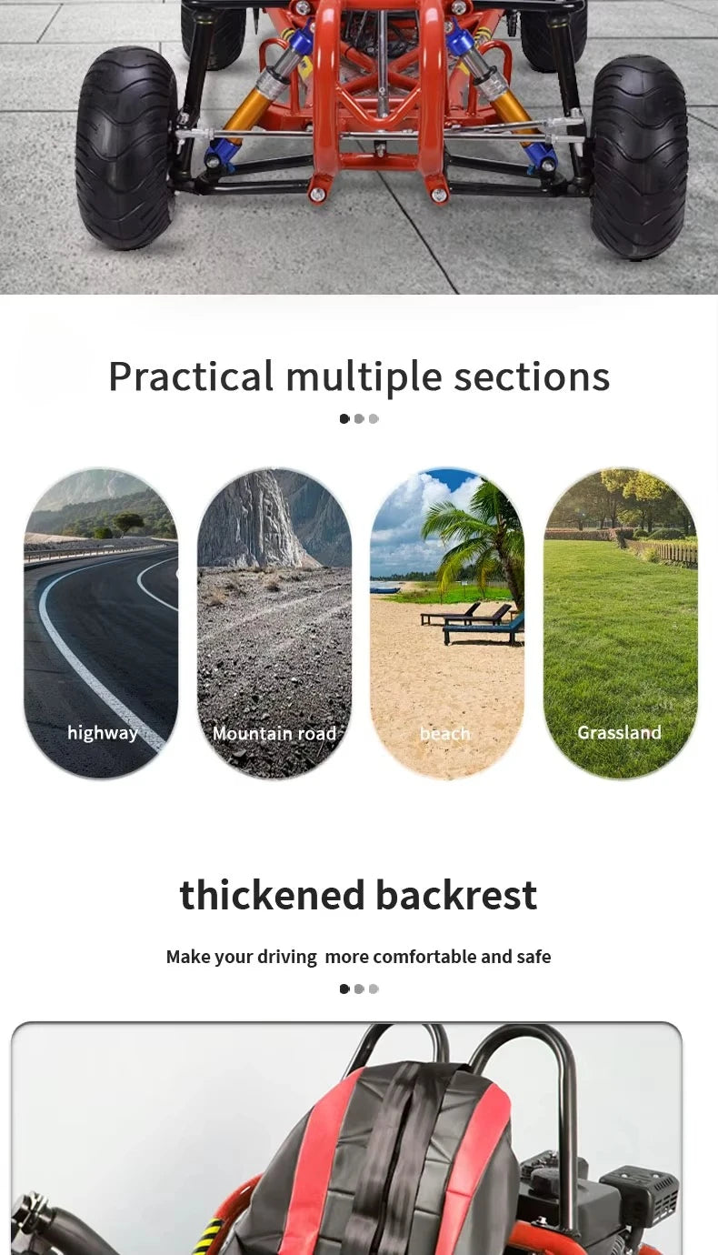 Adult High-Speed Go-Kart | 196cc 4-Stroke 6.5HP High-Torque