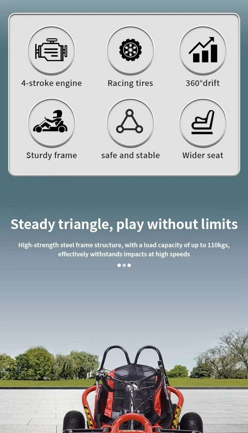 Adult High-Speed Go-Kart | 196cc 4-Stroke 6.5HP High-Torque